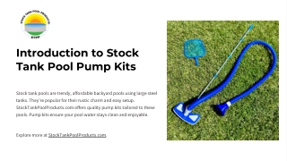 Introduction to Stock Tank Pool Pump Kits