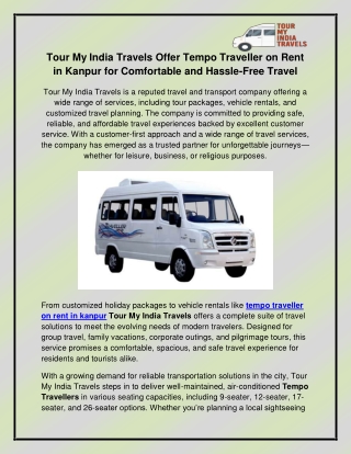 tempo traveller on rent in kanpur