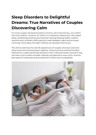 Sleep Disorders to Delightful Dreams_ True Narratives of Couples Discovering Calm