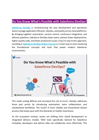Salesforce DevOps Online Courses - Salesforce DevOps Course