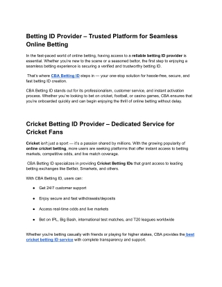 Betting ID Provider – Trusted Platform for Seamless Online Betting