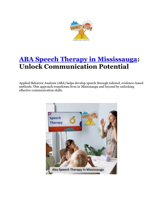 Aba Speech Therapy in Mississauga