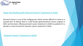 Hope and Healing with Stomach Cancer Treatment in Delhi