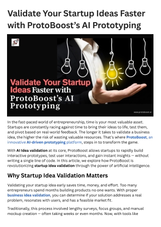 Validate Your Startup Ideas Faster with ProtoBoost’s AI Prototyping