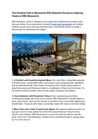 The Greatest Cafe in Mussoorie With Beautiful Scenes & Inspiring Tastes at EBC Mussoorie