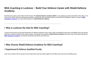 Nda coaching In Lucknow