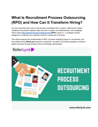What Is Recruitment Process Outsourcing