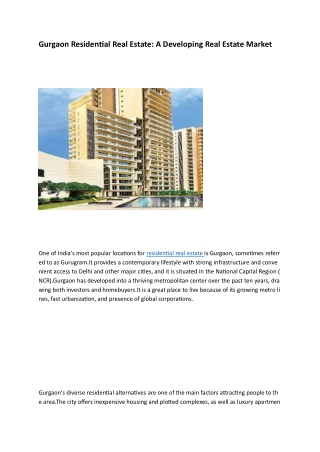 Residential property in gurgaon