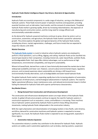 Hydraulic Fluids Market