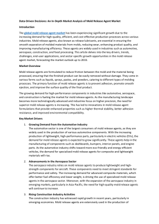 Mold Releasing Agent Market