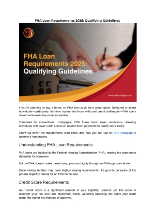 FHA Loan Requirements 2025_ Qualifying Guidelines