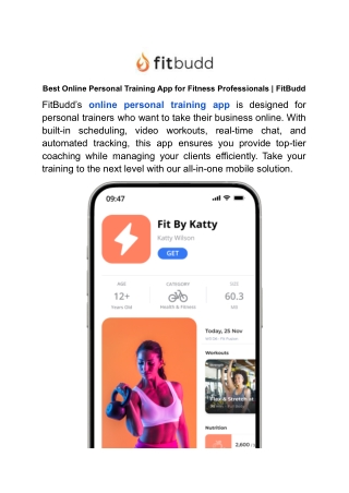 Best Online Personal Training App for Fitness Professionals _ FitBudd