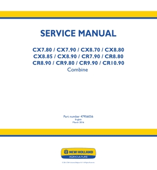 New Holland CR10.90 Combine Harvesters Service Repair Manual Instant Download
