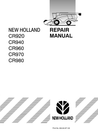 New Holland CR920 Combine Harvesters Service Repair Manual Instant Download