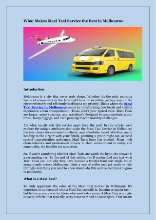 What Makes Maxi Taxi Service the Best in Melbourne