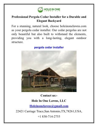 Professional Pergola Cedar Installer for a Durable and Elegant Backyard