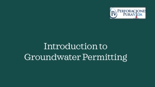 Introduction to Groundwater Permitting