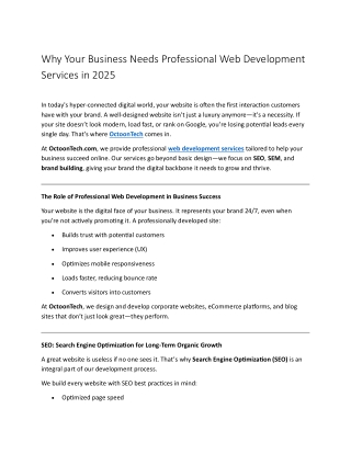 Why Your Business Needs Professional Web Development Services in 2025