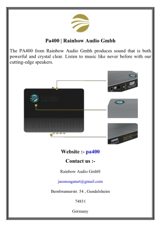 Pa400   Rainbow Audio Gmbh