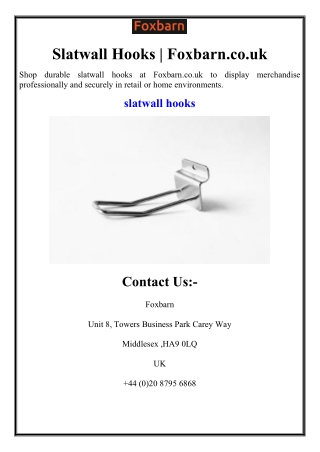 Slatwall Hooks | Foxbarn.co.uk