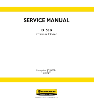 New Holland D150B Crawler Dozer Service Repair Manual Instant Download 1