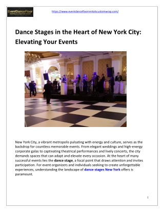Dance Stages in the Heart of New York City Elevating Your Events