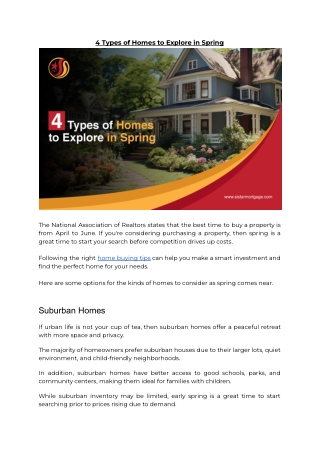 4 Types of Homes to Explore in Spring