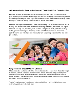 job openings for freshers in chennai
