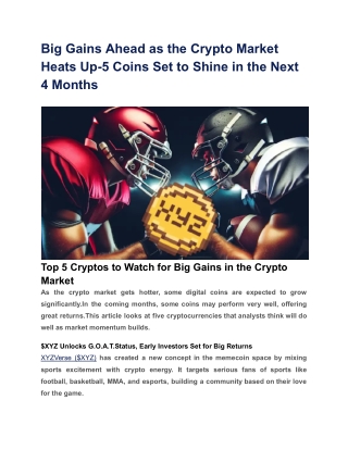 Big Gains Ahead as the Crypto Market Heats Up-5 Coins Set to Shine in the Next 4 Months