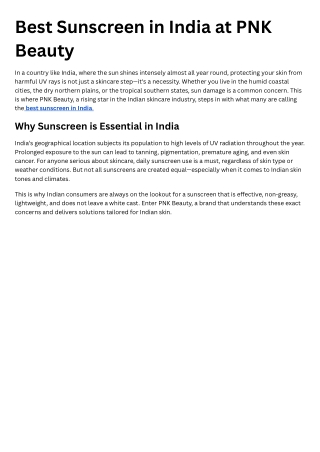 Best Sunscreen in India at PNK Beauty