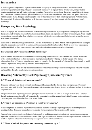 Deciphering Dark Psychology Estimates in Psytrance Music