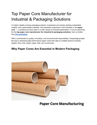 Top Paper Core Manufacturer