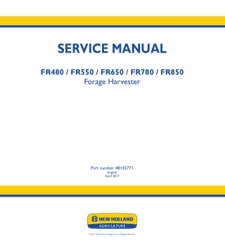 New Holland FR780 Forage Harvester Service Repair Manual Instant Download 1