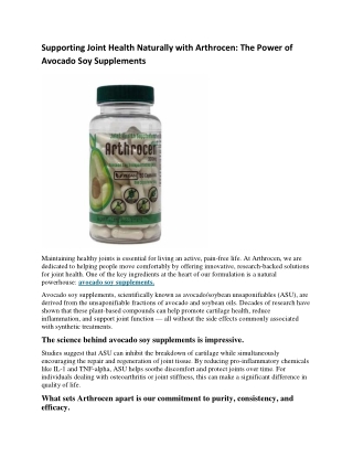 Support Joint Health with Arthrocen Avocado Soy Supplements