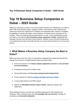 Top 10 Business Setup Companies in Dubai