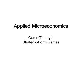 Applied Microeconomics