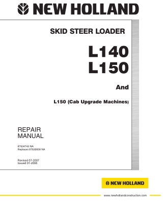 New Holland L140 Skid Steer Loader Service Repair Manual Instant Download