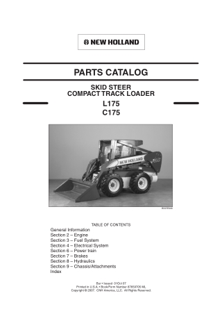 New Holland L175 Skid Steer (Compact Track Loader) Parts Catalogue Manual Instant Download