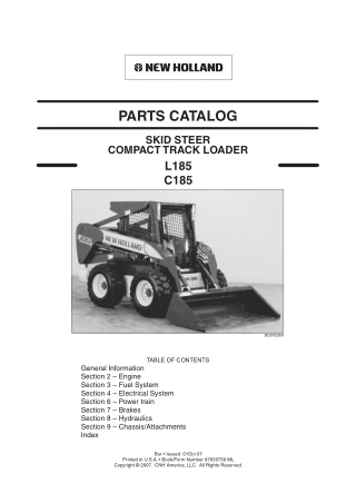 New Holland L185 Skid Steer (Compact Track Loader) Parts Catalogue Manual Instant Download