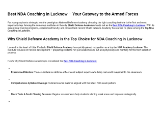 best nda coaching in lucknow At Shield Defence Academy