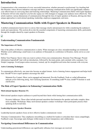 Mastering Communication Skills with Expert Speakers in Houston