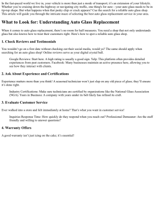 How to Spot a Reliable Auto Glass Shop in Your Area