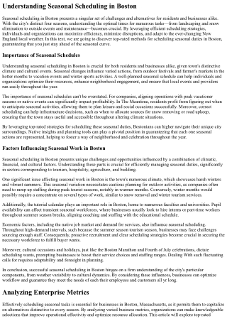Top-Rated Methods For Scheduling Seasonal Duties In Boston, Massachusetts
