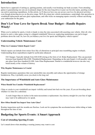 Don’t Let Your Love for Sports Break Your Budget—Handle Repairs Wisely!