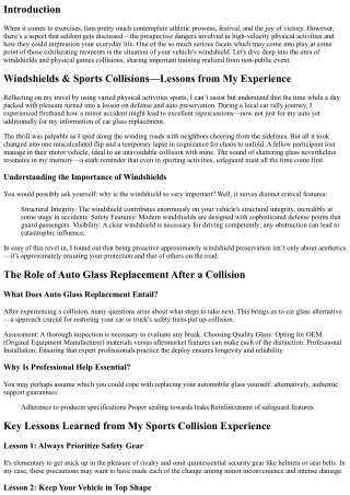 Windshields & Sports Collisions—Lessons from My Experience