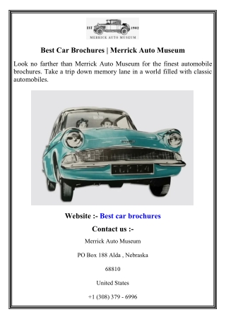 Best Car Brochures   Merrick Auto Museum