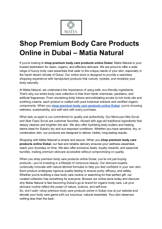 Shop Premium Body Care Products Online in Dubai – Matia Natural
