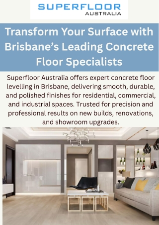 Expert Concrete Floor Levelling & Polishing Services  Superfloor Australia Brisbane