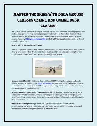 Master the Skies with DGCA Ground Classes Online and Online DGCA Classes