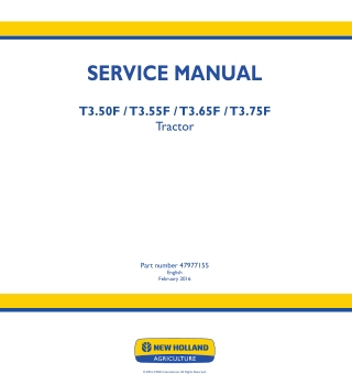 New Holland T3.65F Tractor Service Repair Manual Instant Download